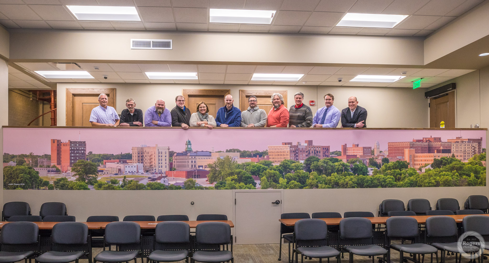 Fort Dodge skyline 32'x4' mural dedication in City Council Chambers